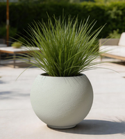 Lot de 3 jardinières GRC modernes faites à la main pour extérieur, finition mate, pots de fleurs ronds pour la décoration de patio et de jardin