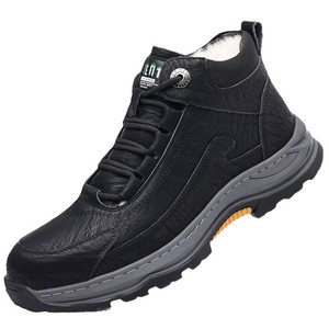Bottes d'hiver pour hommes en cuir véritable, hauteur cheville, doublure chaude en fourrure, semelle extérieure en caoutchouc imperméable, bout rond, semelle intermédiaire en EVA - Product Image 5