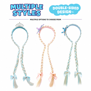 Fascia per <span class=keywords><strong>capelli</strong></span> lunga intrecciata per ragazze con fiocco decorativo a corona, accessorio per <span class=keywords><strong>capelli</strong></span> per costumi cosplay per bambini, stili multipli - Product Image 4