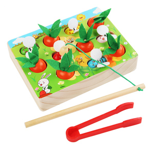 Juguete Educativo Temprano para Niños, <span class=keywords><strong>Granja</strong></span> para el Desarrollo de la Inteligencia - Jugar a Jalar Zanahorias, Pescar, Juguetes de Madera - Product Image 6