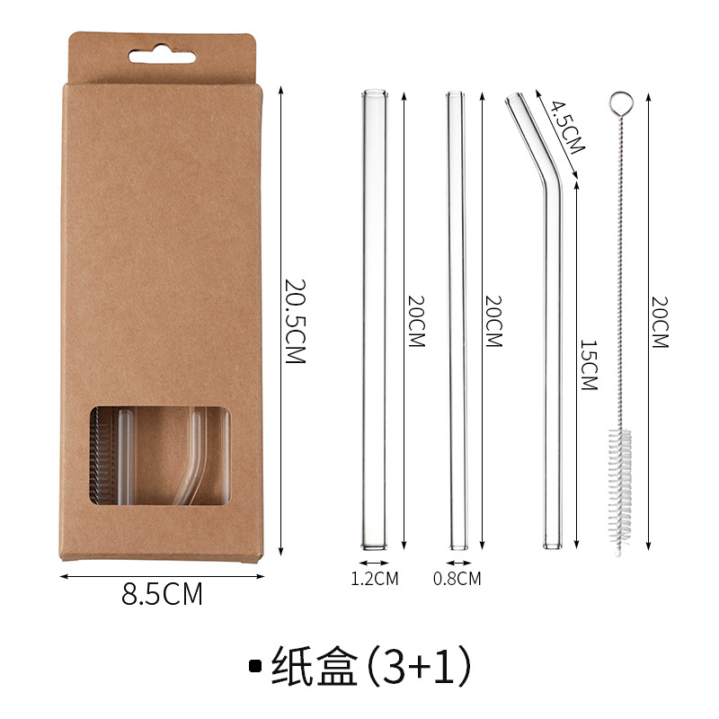 Cardboard box packaging - [3 straws, 1 cleaning brush]