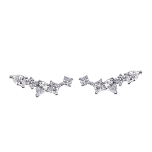 Pendientes de Diamantes Cultivados en Laboratorio con Corte de Pera, Chapados en Rodio y Oro Sólido de 18K, Modelo MSE-854 Mishang, Certificado IGI, Precio de Fábrica - Product Image 1