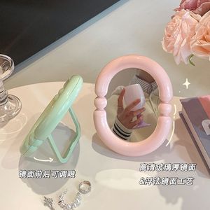 Bán Buôn Hàn Quốc Nhựa Hình Bầu Dục Trang Điểm Gương Treo Tường Phòng Ngủ Vuông Gương Vẻ Đẹp Công Cụ Hàng Ngày Trang Điểm Có Thể Gập Lại Máy Tính Để Bàn Gương - Product Image 3