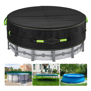 Bâche de <span class=keywords><strong>piscine</strong></span> ronde noire en PU de 18 pieds, anti-UV, avec bandes réfléchissantes, cordes de fixation et éléments lumineux, vente en gros - Product Image 1