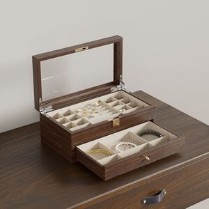 Boîte à tiroirs en bois à double couche rectangulaire haut de gamme avec solution de stockage écologique de grande capacité pour bijoux <span class=keywords><strong>Swarovski</strong></span> - Product Image 3