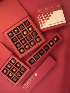 Truffes faites à la main personnalisées <span class=keywords><strong>chocolat</strong></span> faveurs assortis chocolats noirs au lait bonbons UV avantage feuille papier carton boîte d'emballage - Product Image 5