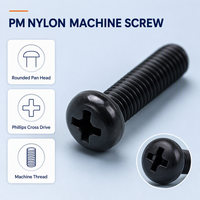 Vis métriques à tête ronde Phillips en nylon noir PM M2 M3 M4 M5 M6 M8, fixations métriques