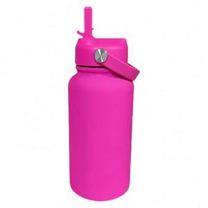 Tapa de paja lista para enviar personalizada 32Oz /1000Ml boca ancha doble pared deporte botella de agua de acero inoxidable - Product Image 3