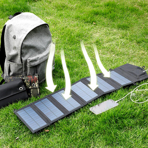 Panneau solaire portable pliable noir 60W - Chargeur USB - Kit de charge solaire miniature 6 pièces pour l'extérieur - Efficacité 20% - Camping - Randonnée - Product Image 2