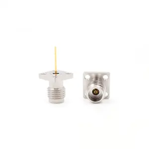 Conectores hembra de CC a 40GHz, 2,92mm, línea de aire a través de la pared, brida de 2 orificios, conector RF de acero inoxidable 303