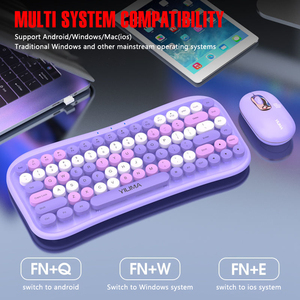 Juego de ratón y <span class=keywords><strong>teclado</strong></span> inalámbrico de 3 modos <span class=keywords><strong>Teclado</strong></span> silencioso Candy Teléfono móvil Laptop <span class=keywords><strong>Teclado</strong></span> de ratón universal - Product Image 5