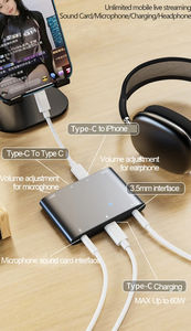 ฮับ USB-C สำหรับโทรศัพท์มือถืออะแดปเตอร์ถ่ายทอดสดแบบ Type-C ไปยัง3.5แยก2 in 1มาร์ทโฟนสำหรับ <span class=keywords><strong>iPhone</strong></span> 8X14 <span class=keywords><strong>PRO</strong></span> <span class=keywords><strong>MAX</strong></span> กับ True stere - Product Image 2