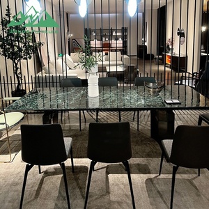 Set da Pranzo di Lusso Wayon con Piano in Pietra Sinterizzata Verde Lucida Effetto Marmo e Base a Piedistallo Nera, Arredamento per Cucina - Product Image 5