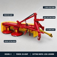Tondeuse à gazon à double disque à large largeur de coupe |   Machine de désherbage rotative montée sur tracteur pour l'entretien des ranchs et des jardins - Fournitures de machines agricoles