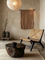 Fauteuil lounge en rotin Wabi-sabi, fauteuil de détente en bois massif, fauteuil inclinable vintage design pour hôtel boutique et décoration intérieure