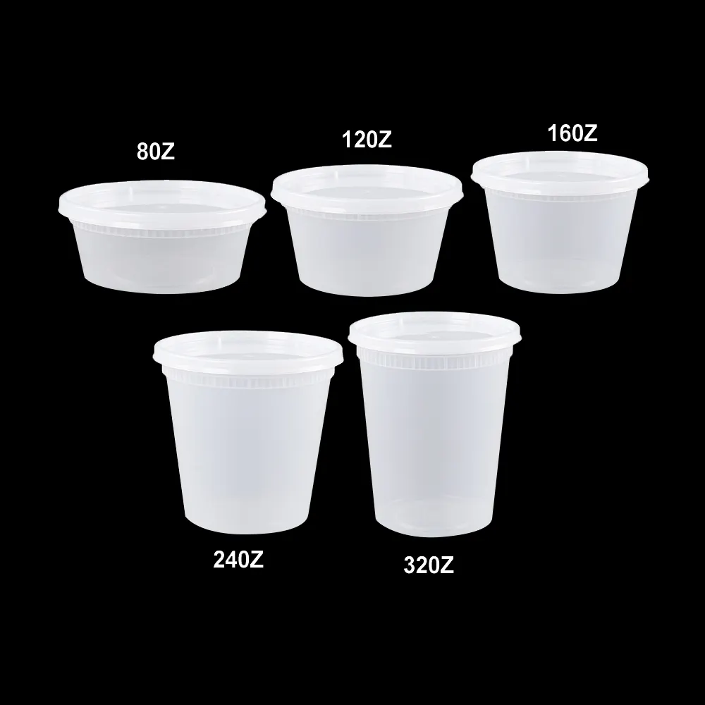 Conteneurs de soupe jetables en plastique pour le stockage des aliments, hermétiques et scellés, 8oz, 12oz, 24oz, 16 oz, pour les aliments frits, 32oz avec couvercles