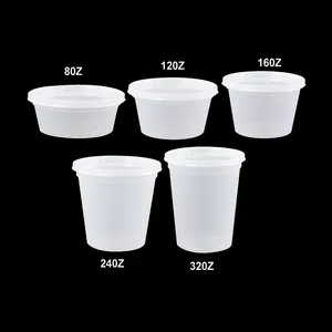 Contenitori per alimenti usa e getta in plastica 8oz 12oz 24oz contenitori per zuppa sigillati a tenuta stagna 16 oz deli contenitore per alimenti 32oz con coperchi