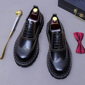 High-heel <b>Platform</b> <b>Oxford</b> Shoes Business Formal Genuine Leather Upper Anti-Slippery Deodorization Massage Men's Office & Career - Product Image 3