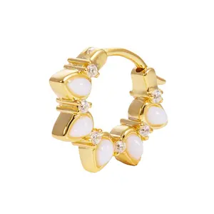 Gemnel high quality jewelry 925 silver gold plated delicate pear opal diamond spike huggie hoop earrings