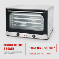 Four à convection électrique commercial à double ventilateur, fonction vapeur, en acier inoxydable, avec circulation d'air chaud, pour boulangerie