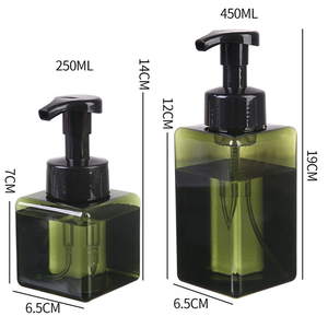 Flacon <span class=keywords><strong>pompe</strong></span> en PETG vert ambre personnalisé 250/450ML, distributeur de savon moussant anti-fuite pour cosmétiques et soins personnels - Product Image 1