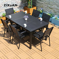 Ensemble de Table à manger moderne, Patio, jardin, cour, balcon, Table, chaise, cadre en aluminium, plastique, bois, café