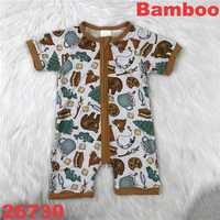 Pengiriman Cepat Tersedia Stok Piyama Bambu Motif Sapi Barat Lembut dan Bernapas untuk Anak dengan Ritsleting 2 Arah