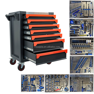 Heavy Duty 5-<b>Drawer</b> <b>Tool</b> Storage Cabinet with Wooden Table Top for Garage Workshop ODM OEM Supported with 526 <b>Tool</b> Sets - Product Image 5