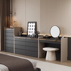 Armoire de rangement de chambre à coucher moderne et luxueuse, coiffeuse et table de maquillage avec panneau en bois massif multicouche, luxe léger - Product Image 2