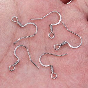 Ganchos para pendientes de acero inoxidable, planos, en forma de gota, para la fabricación de pendientes, color acero, chapados, 033 - Product Image 2