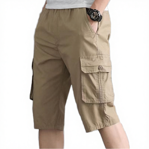 Pantalones Cortos Cargo de Verano para Hombre, Tejidos, de Cintura Media, Transpirables, Ecológicos, hasta la Rodilla, con 6 Bolsillos, Casuales, 100% Poliéster Canvas - Product Image 4