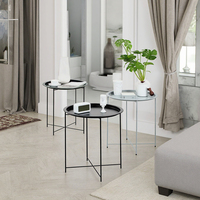 Table basse de chevet en fer pour chambre à coucher, table d'appoint de canapé, table ronde miniature créative et simple