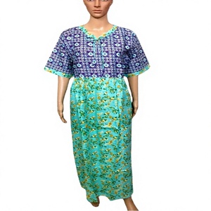 Belle robe midi à manches courtes à col rond en coton 100% à motifs géométriques vintage pour femmes Multicolore Casual Winter Maillard Direct - Product Image 1