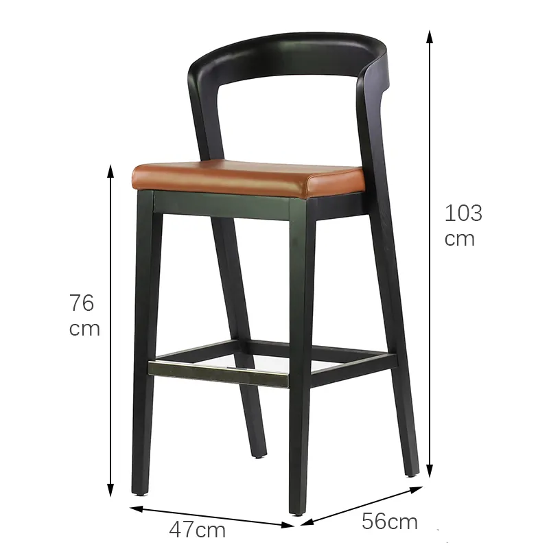 Hotel Modern Coffee Bar Stool Swivel Wooden ash wood High Bar Chair