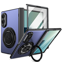 Funda Magnética con Anillo de Soporte y Protección de Bisagra para Samsung Galaxy Z Fold 8, Cubierta Exterior de Vidrio Antigolpes