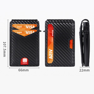 Porte-cartes fin en aluminium avec clip à monnaie en cuir PU, anti-vol RFID, étui à cartes personnalisé avec logo pour cadeau - Product Image 5