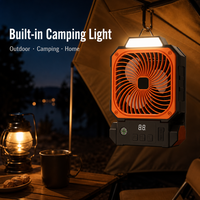 Ventilatore da Campeggio Pieghevole a Batteria 2026, Ricaricabile 6000mAh, 9 Velocità, Luce LED, USB Tipo C, Scatola, per Esterni, in Plastica
