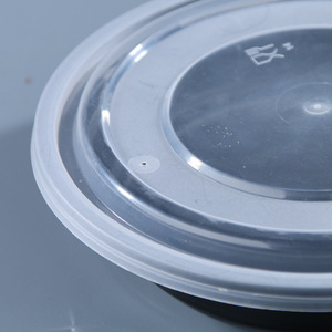 Round Plastic Food <b>Containers</b> 350ml 1000ml With Lids For <b>Takeaway</b> Black White Microwave Safe - Product Image 2