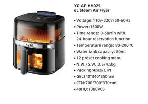 New Design Square Electric <b>Air</b> <b>Fryer</b> <b>6L</b> Capacity Digital Control Nonstick Coating Energy Saving Aluminum Alloy Household Hotel - Product Image 1