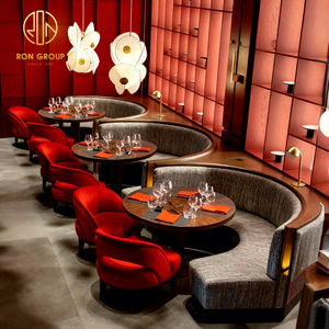 ชุดโต๊ะและเก้าอี้โซฟาหินสังเคราะห์ทรงกลมหรูหรา สำหรับร้านกาแฟและร้านอาหาร - Product Image 1