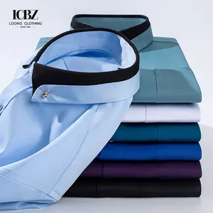 LCBZ 맞춤형 프렌치 커프 화이트 셔츠 남성용 긴팔 해외 셔츠 신랑 드레스 남성용 면 슬림 셔츠