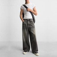 Jeans pour hommes surdimensionnés de haute qualité personnalisés en usine, style hip-hop, pantalon baggy, jambe large, lavage à la pierre, jeans en gros