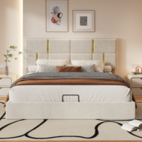 Neues Design Modernes Queensize-Polsterbett mit Metallrahmen und Hydraulischem Stauraumsystem in Beige