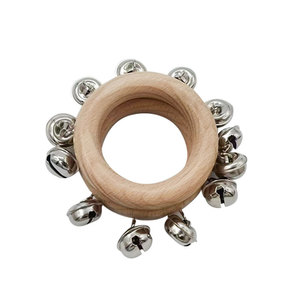 Natural Beech Wood <b>Hand</b> Ring Jingle Bells Orff Percussion Instrument Kids Early Educational <b>Hand</b> Shaking Bells with Six bells - Product Image 4
