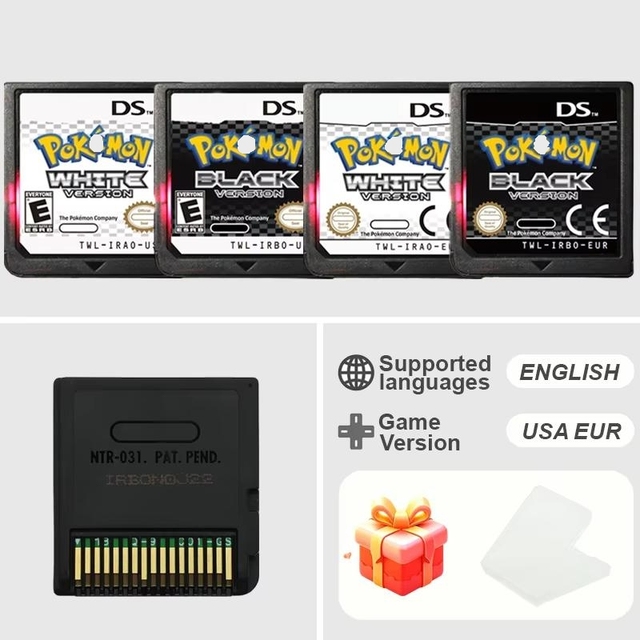 Brand New White Black Version Game Cartridge High Quality USA/EUR English Language for DSL DSI