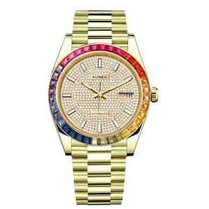 Relojes mecánicos automáticos para hombre luminosos dorados de lujo personalizados - Product Image 1