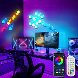 Hexagonal Led Wall Light Com Controle Remoto Smart Home Hexagon Light Kit Painel Smart RGB Hexagon Lights