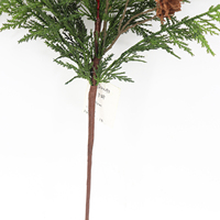 71cm suasana Natal dekorasi buah merah pinus kerucut panjang Cypress cabang tunggal tanaman buatan hijau diawetkan
