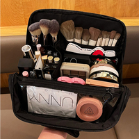 Organisateur de toilette portable à compartiments séparés, trousse de maquillage transparente verticale pour femmes, grande trousse de rangement cosmétique de voyage