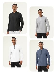 Venta al por mayor de los hombres de la camisa del deporte al aire libre de los hombres de secado rápido Deportes de manga larga media cremallera para los hombres - Product Image 4